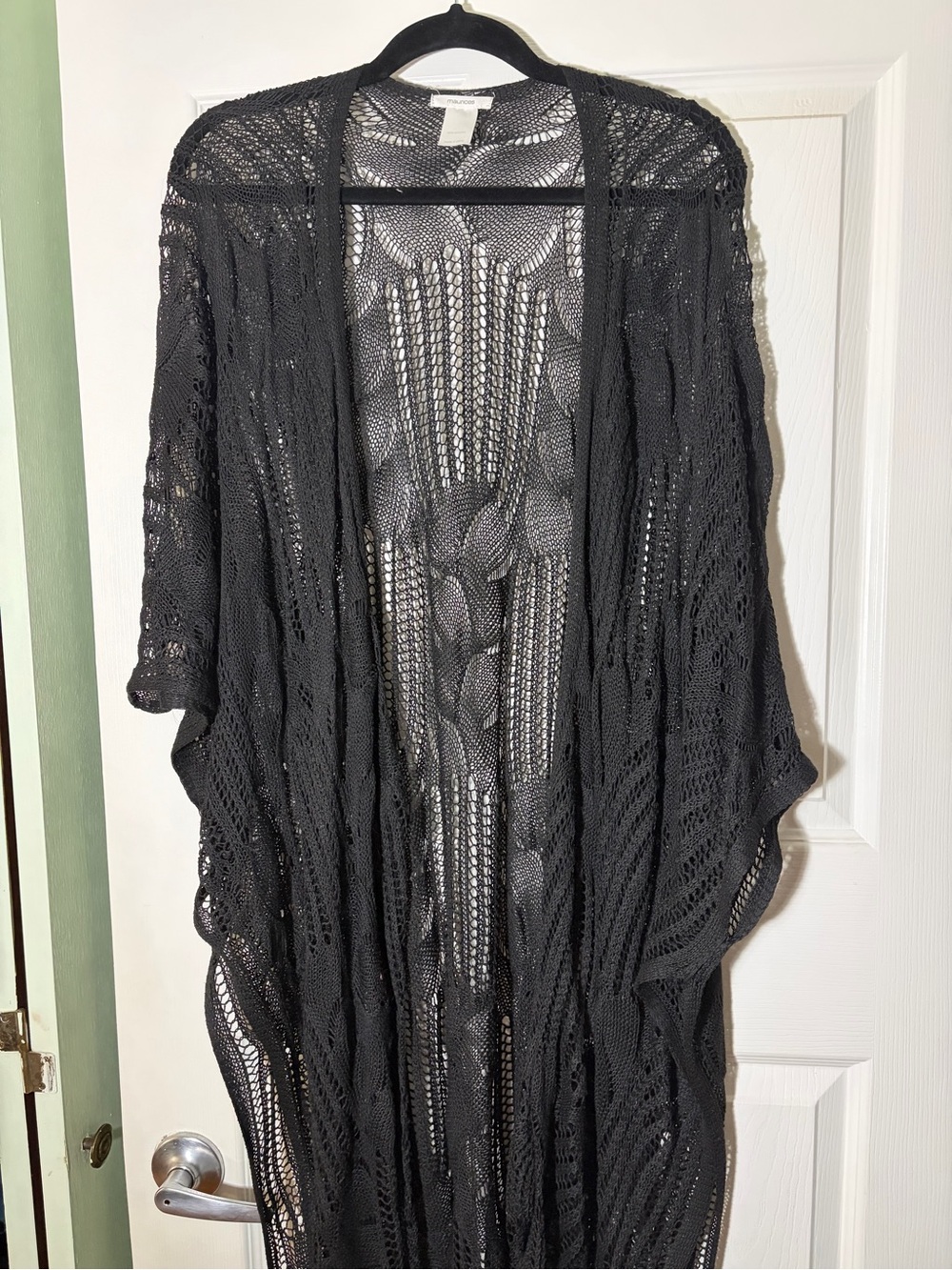 Maurices Black Open-Knit Sweater Shrug